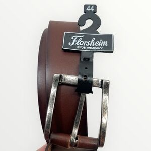 Florsheim Brown Genuine Leather Belt Metal Buckle Size 44 NEW